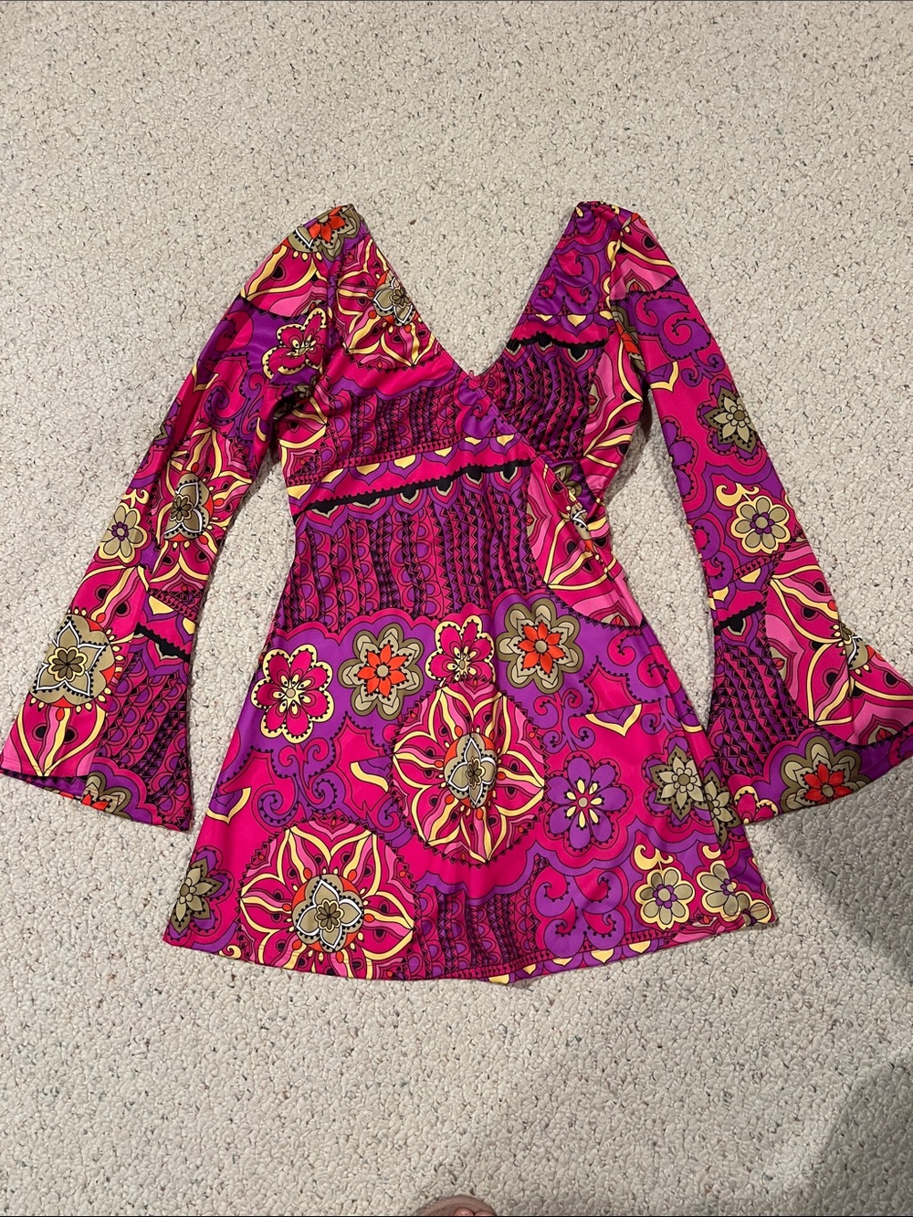 Hippie dress Halloween Women's Pink Floral Mini Dress